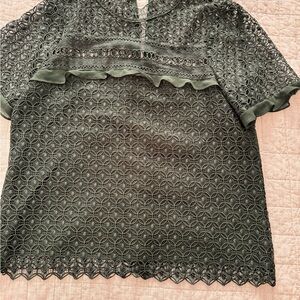 Zara Olive Lace Blouse